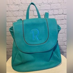 Initials Inc teal backpack purse “R”